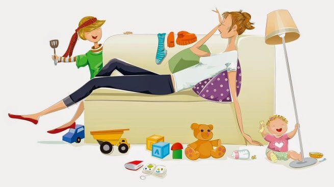 Illustration d'une maman débordée au bord du burn-out