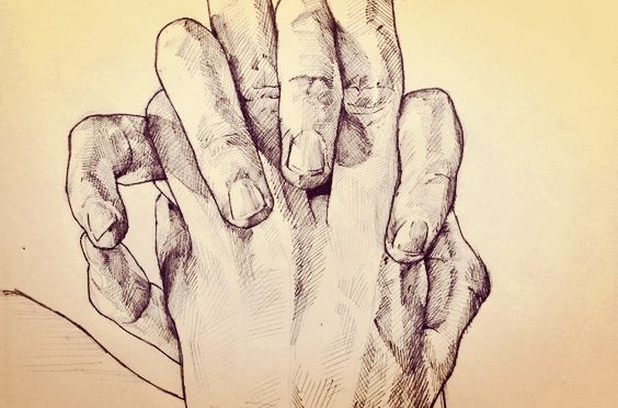 Deux mains aux doigts entrelacés