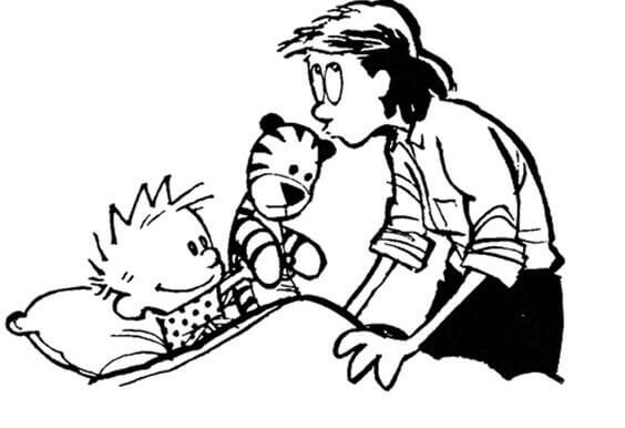 Illustration d'un papa qui borde son petit garçon