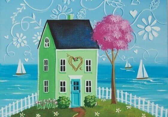Illustration d'une maison près de la mer 