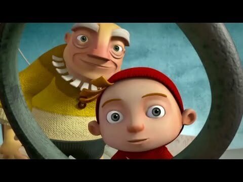 Le grand-père laisse l'enfant prendre l'initiative.