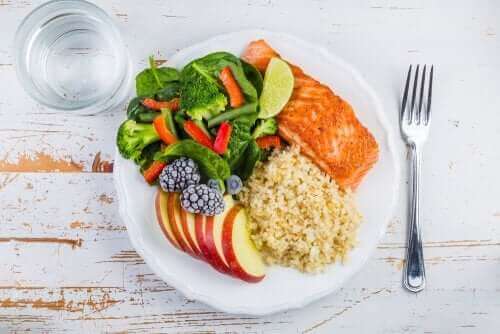Une assiette d'une alimentation équilibrée