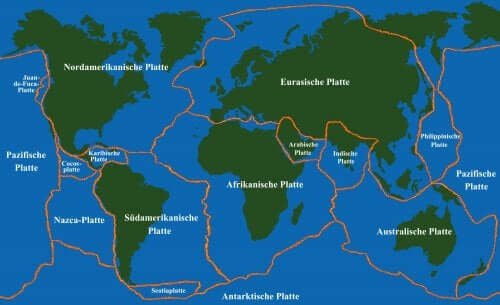 carte du monde des plaques tectoniques