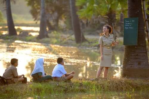 Une classe en extérieur
