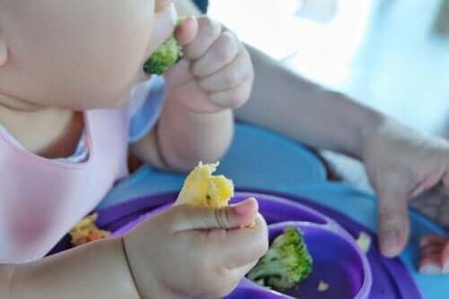 bébé mangeant seul