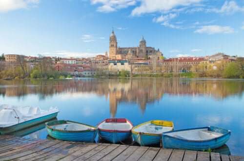 photo de la cathédrale de Salamanque vue de la rivière