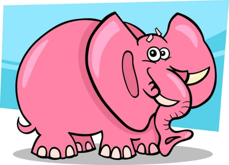 Un éléphant rose dessiné