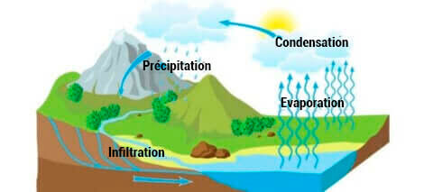 Dessin du cycle de l'eau.