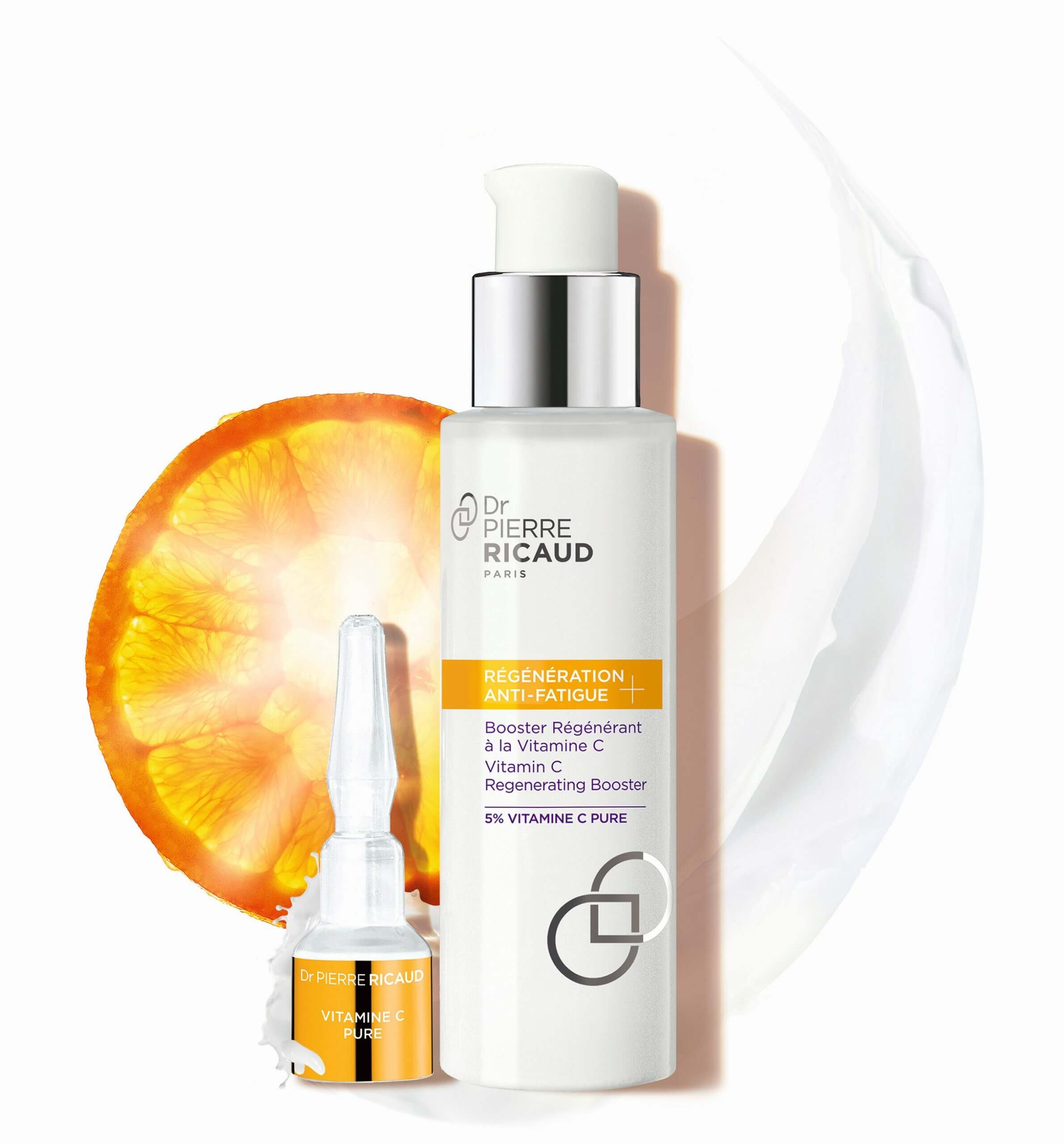 Flacon de crème à la vitamine C pour la peau.